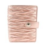 MIU MIU Matelasse Leather Bi-fold Wallet Metalic Pink 5MV016 Used