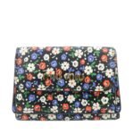 MIU MIU Leather Wallet Compact Flower Black Multicolor Used