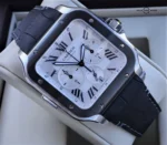 Cartier Santos De Cartier Chronograph Watch Extra-Large Model, Automatic Movement, Steel, ADLC, Interchangeable Rubber And Leather Bracelets-P17311001 - 图片 5