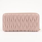MIU MIU Matelasse Leather Round Zipper Long Wallet Pink Beige Used - 图片 2