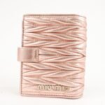 MIU MIU Matelasse Leather Bi-fold Wallet Metalic Pink 5MV016 Used - 图片 2