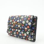 MIU MIU Leather Wallet Compact Flower Black Multicolor Used - 图片 3