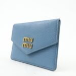MIU MIU Vitello Dino Leather Card Case Light Blue 5MF031 Used - 图片 3
