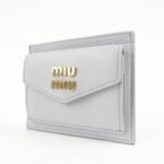 MIU MIU leather Card Case Coin Case Light Gray 5MC081 Used - 图片 3