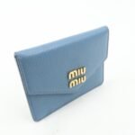 MIU MIU Vitello Dino Leather Card Case Light Blue 5MF031 Used - 图片 4