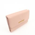 MIU MIU Leather Double Hook Bi-fold Wallet Pink Gold Hardware Used - 图片 4