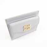 MIU MIU leather Card Case Coin Case Light Gray 5MC081 Used - 图片 4