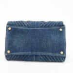 MIU MIU Denim Leather Biker 2Way Tote Bag Blue Black RN1031 Used - 图片 5