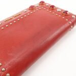 MIU MIU Leather Round Zipper Long Wallet Bijou Studs Red Used - 图片 6