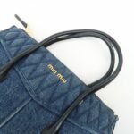 MIU MIU Denim Leather Biker 2Way Tote Bag Blue Black RN1031 Used - 图片 6