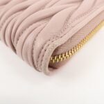 MIU MIU Matelasse Leather Round Zipper Long Wallet Pink Beige Used - 图片 7