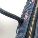 MIU MIU Matelasse Denim Leather 2Way Bag Hand Bag Flower 5BB020 Used - 图片 8