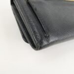 PRADA Saffiano Leather Flap Bi-Fold Long Wallet Black Gold 1MH132 Used - 图片 8