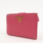 PRADA Logo Leather Bi-Fold Wallet Small Wallet Pink 1ML018 Used - 图片 3