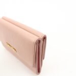 MIU MIU Leather Double Hook Bi-fold Wallet Pink Gold Hardware Used - 图片 10