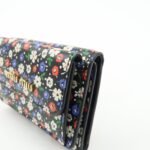 MIU MIU Leather Wallet Compact Flower Black Multicolor Used - 图片 10