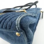 MIU MIU Denim Leather Biker 2Way Tote Bag Blue Black RN1031 Used - 图片 10