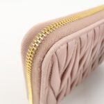 MIU MIU Matelasse Leather Round Zipper Long Wallet Pink Beige Used - 图片 11