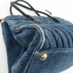 MIU MIU Denim Leather Biker 2Way Tote Bag Blue Black RN1031 Used - 图片 11