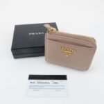 PRADA Logo Saffiano Leather Zippy Coin Case Pink Beige 1ML025 Used - 图片 23