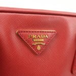 PRADA Triangle Logo Saffiano Leather Boston Bag Hand Bag Red BL0095 Used - 图片 15