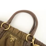 PRADA Nylon Leather 2WAY Bag Shoulder Bag Hand Bag Brown Khaki BN1793 - 图片 6