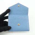 MIU MIU Vitello Dino Leather Card Case Light Blue 5MF031 Used - 图片 12