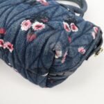 MIU MIU Matelasse Denim Leather 2Way Bag Hand Bag Flower 5BB020 Used - 图片 12