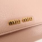 MIU MIU Leather Double Hook Bi-fold Wallet Pink Gold Hardware Used - 图片 12