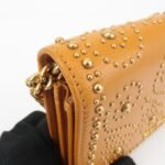 MIU MIU Leather Studs Chain Wallet Shoulder Bag Brown 5BP006 Used - 图片 12