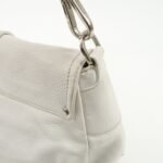 PRADA Triangle Logo Leather Nylon Shoulder Bag White Beige - 图片 15