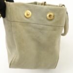 PRADA Logo Ribon Leather 2WAY Tote Bag Hand Bag Beige Gold HDW BN2245 Used - 图片 19