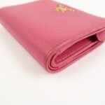 PRADA Logo Leather Bi-Fold Wallet Small Wallet Pink 1ML018 Used - 图片 7