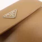 PRADA Triangle Logo Saffiano Leather Trifold Wallet Brown Used - 图片 15