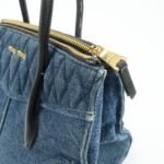MIU MIU Denim Leather Biker 2Way Tote Bag Blue Black RN1031 Used - 图片 13