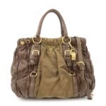 PRADA Nylon Leather 2WAY Bag Shoulder Bag Hand Bag Brown Khaki BN1793