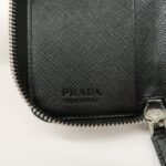 PRADA Saffiano Leather Round Zippy Key Case Black 2PG604 Used - 图片 19