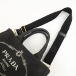 PRADA Canapa Mini Canvas 2Way Hand Bag Tote Bag Black 1BG439 Used - 图片 6