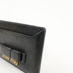 MIU MIU Leather Ribbon Card Case Black Gold Hardware 5MC208 Used - 图片 10