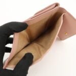 MIU MIU Leather Double Hook Bi-fold Wallet Pink Gold Hardware Used - 图片 15