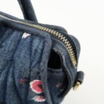 MIU MIU Matelasse Denim Leather 2Way Bag Hand Bag Flower 5BB020 Used - 图片 15