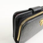 PRADA Saffiano Leather Bi-Fold Wallet Black Red Gold 1ML018 Used - 图片 11