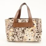 MIU MIU Leather Canvas 2Way Hand Bag Tote Bag Brown Pink 5BA085 Used - 图片 2