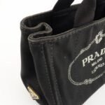 PRADA Logo Canapa Mini Canvas Tote Bag Hand Bag Black BN2439 Used - 图片 15