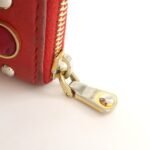 MIU MIU Leather Round Zipper Long Wallet Bijou Studs Red Used - 图片 16