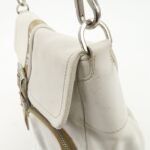 PRADA Triangle Logo Leather Nylon Shoulder Bag White Beige - 图片 14