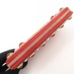MIU MIU Leather Round Zipper Long Wallet Bijou Studs Red Used - 图片 17