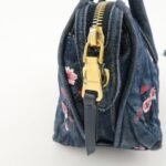 MIU MIU Matelasse Denim Leather 2Way Bag Hand Bag Flower 5BB020 Used - 图片 17