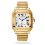 Cartier Santos De Cartier Watch Medium Model, Automatic Movement, Yellow Gold, Interchangeable Metal And Leather Bracelets-P17310966