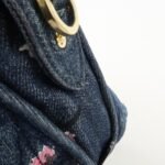 MIU MIU Matelasse Denim Leather 2Way Bag Hand Bag Flower 5BB020 Used - 图片 18